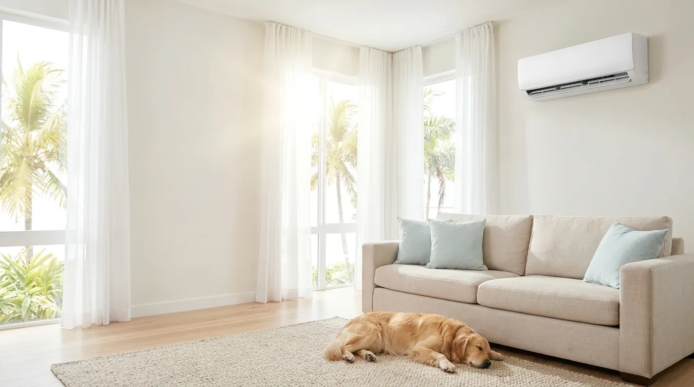 Qual o melhor ar-condicionado para você: ar-condicionado em uso numa casa clara